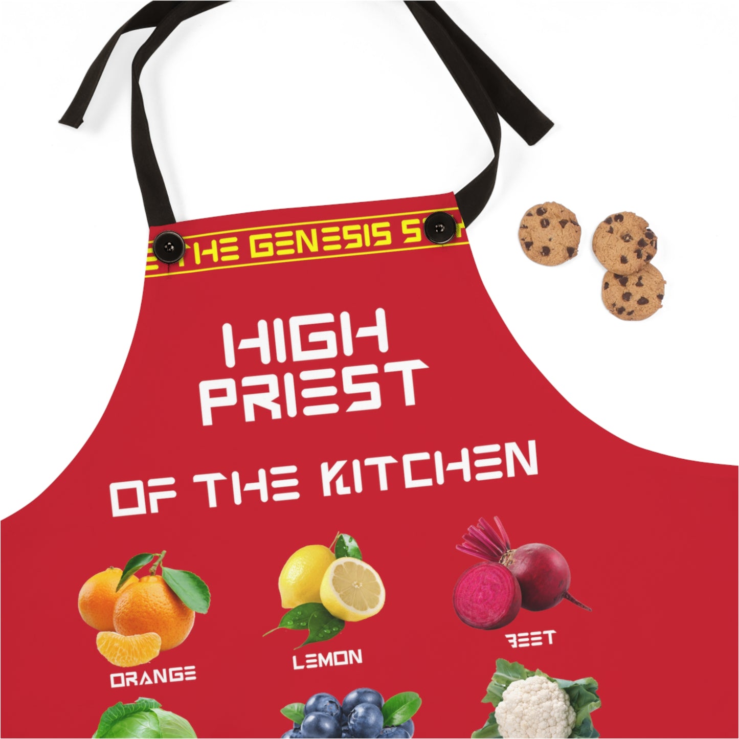Chef's Culinary Vestment - in Red color, from "High Priest of the Kitchen" Aprons Collection