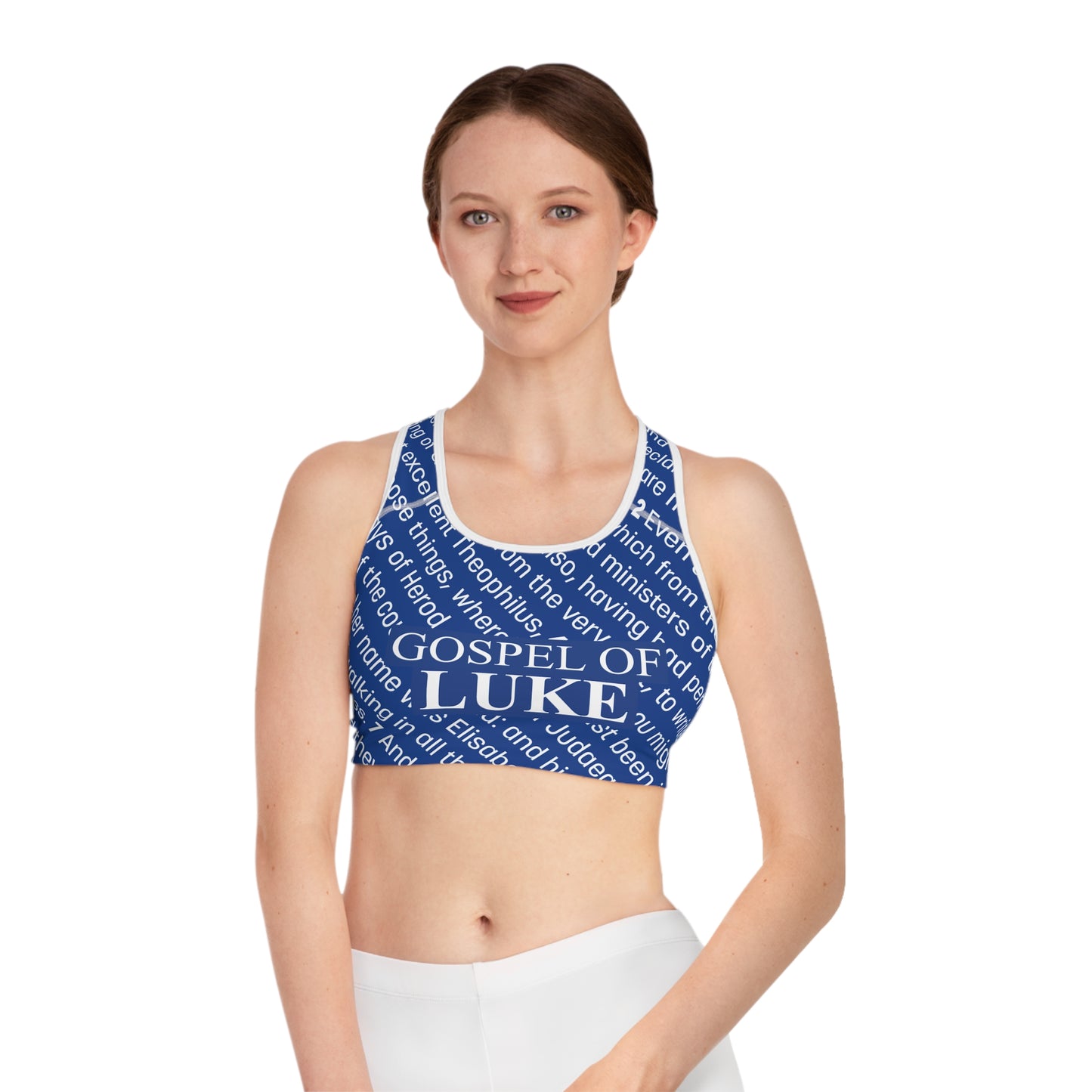 Gospel of Luke Sports Bra, Inspirational Athletic Wear, Motivational Fitness Top, Faith-Based Workout Gear, Christian Activewear