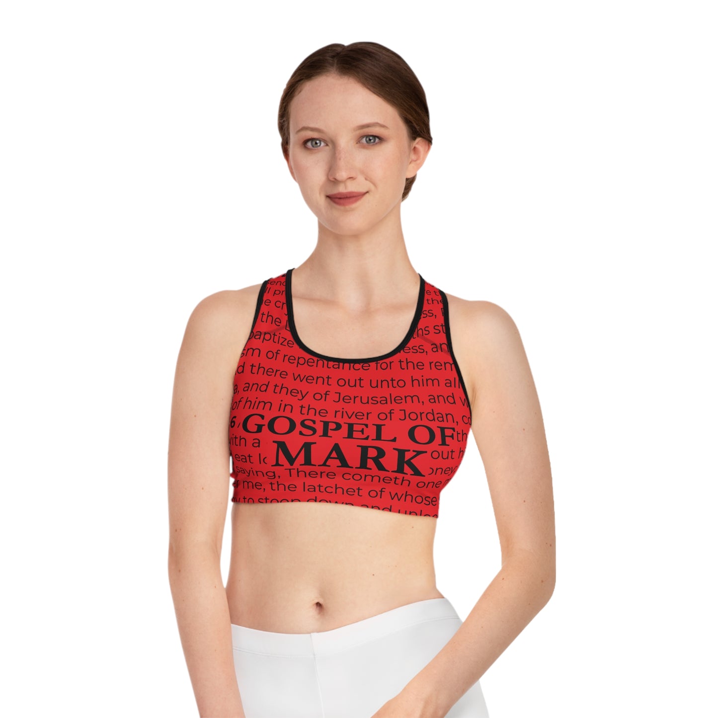 Gospel Mark Sports Bra, Inspirational Workout Gear, Faith-Based Fitness Top, Activewear for Believers, Bible Verse Apparel