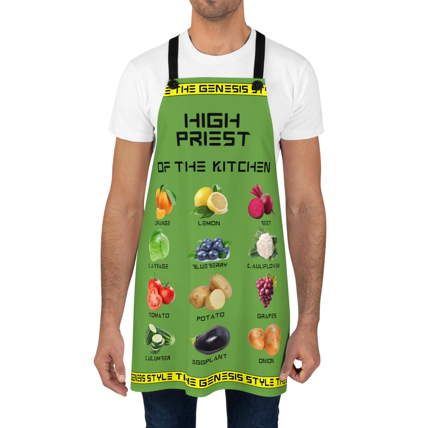 Chef's Culinary Vestment - in Green color, from "High Priest of the Kitchen" Aprons Collection