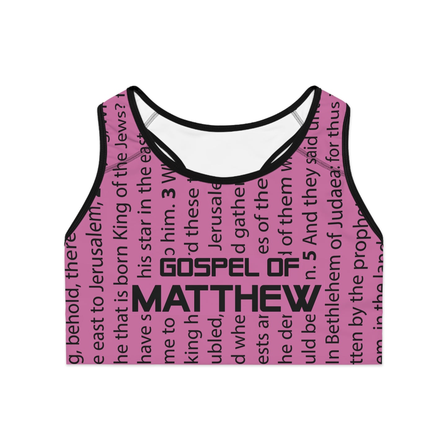 Gospel of Matthew Sports Bra, Inspirational Activewear, Fitness Gear for Women, Bible Verse Workout Top, Christian Sportswear, Gift for Her