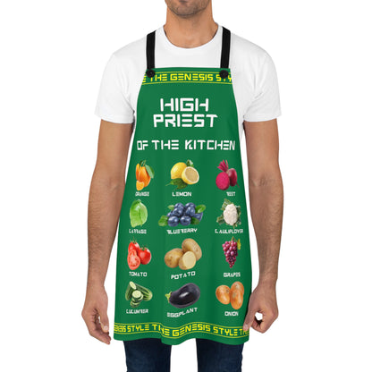 Chef's Culinary Vestment - in Dark Green color, from "High Priest of the Kitchen" Aprons Collection