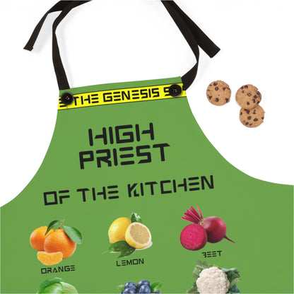 Chef's Culinary Vestment - in Green color, from "High Priest of the Kitchen" Aprons Collection