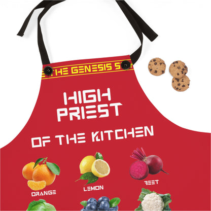 Chef's Culinary Vestment - in Red color, from "High Priest of the Kitchen" Aprons Collection