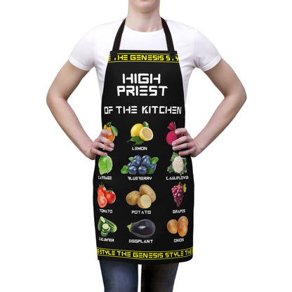Chef's Culinary Vestment - in Black color, from "High Priest of the Kitchen" Aprons Collection