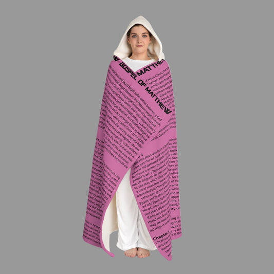 Gospel of Matthew Hooded Sherpa Blanket – Sky Magenta