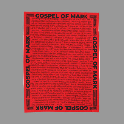 Gospel of Mark Scarlet Velveteen Plush Blanket with Scriptures Print