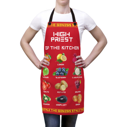 Chef's Culinary Vestment - in Red color, from "High Priest of the Kitchen" Aprons Collection