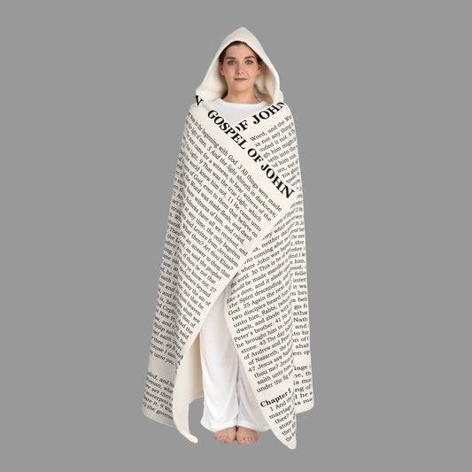 Gospel of John Hooded Sherpa Blanket – Pure White