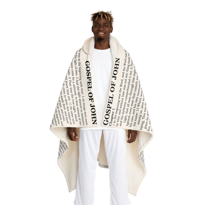 Hooded Sherpa Fleece Blanket - White, Gospel of John