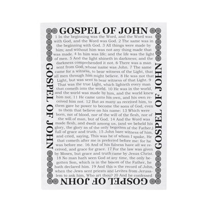 Gospel Plush Blanket, in White Color, with Gospel of John Print, from "Four Gospels" Collection.