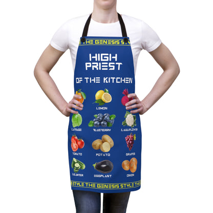 Chef's Culinary Vestment - in Blue color, from "High Priest of the Kitchen" Aprons Collection