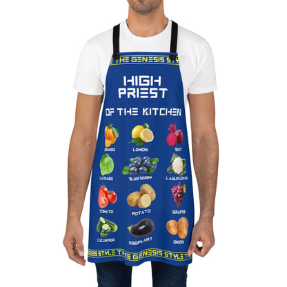 Chef's Culinary Vestment - in Blue color, from "High Priest of the Kitchen" Aprons Collection
