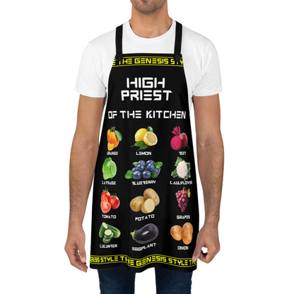 Chef's Culinary Vestment - in Black color, from "High Priest of the Kitchen" Aprons Collection
