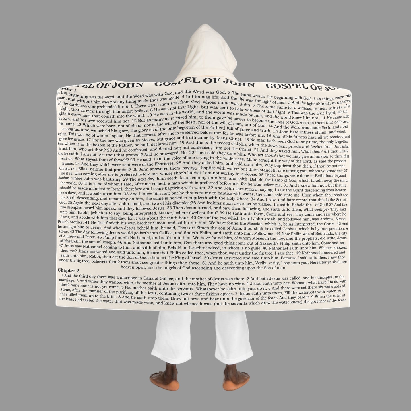 Gospel of John Hooded Sherpa Blanket – Pure White