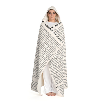 Hooded Sherpa Fleece Blanket - White, Gospel of John