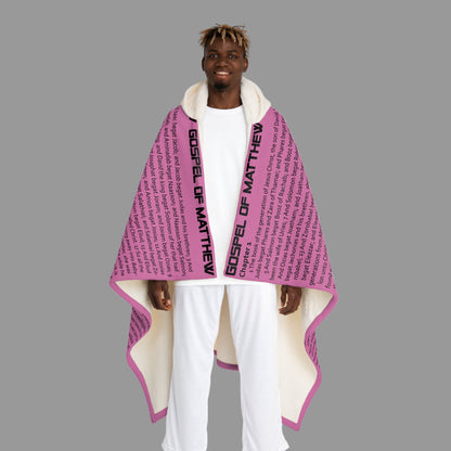 Gospel of Matthew Hooded Sherpa Blanket – Sky Magenta