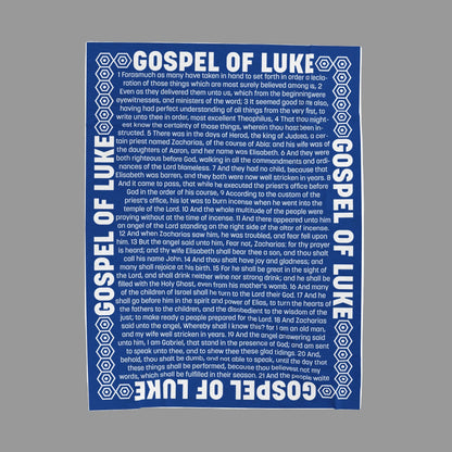 Gospel of Luke Cobalt Blue Velveteen Plush Blanket with Scriptures Print
