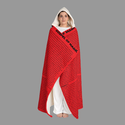 Gospel of Mark Hooded Sherpa Blanket – Scarlet
