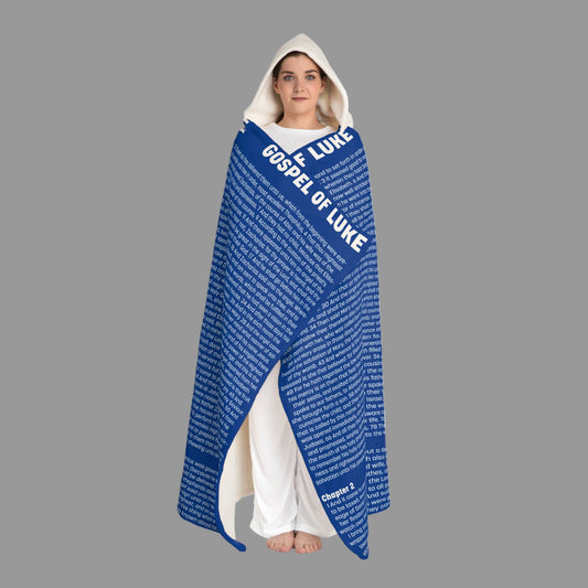Gospel of Luke Hooded Sherpa Blanket – Cobalt Blue