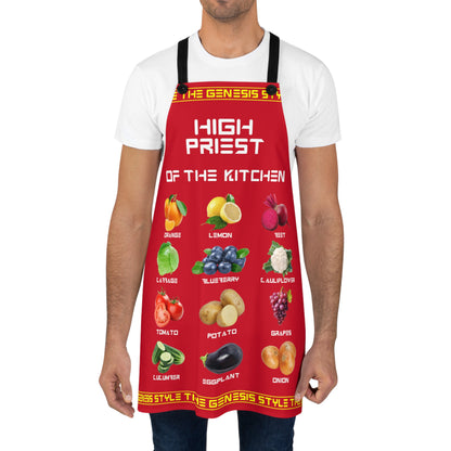 Chef's Culinary Vestment - in Red color, from "High Priest of the Kitchen" Aprons Collection