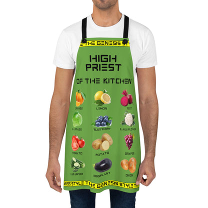 Chef's Culinary Vestment - in Green color, from "High Priest of the Kitchen" Aprons Collection