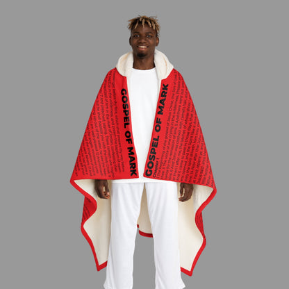 Gospel of Mark Hooded Sherpa Blanket – Scarlet