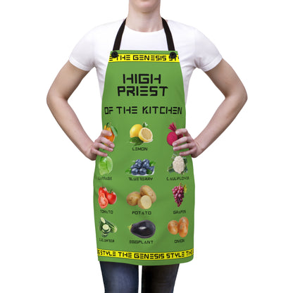Chef's Culinary Vestment - in Green color, from "High Priest of the Kitchen" Aprons Collection