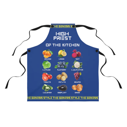Chef's Culinary Vestment - in Blue color, from "High Priest of the Kitchen" Aprons Collection