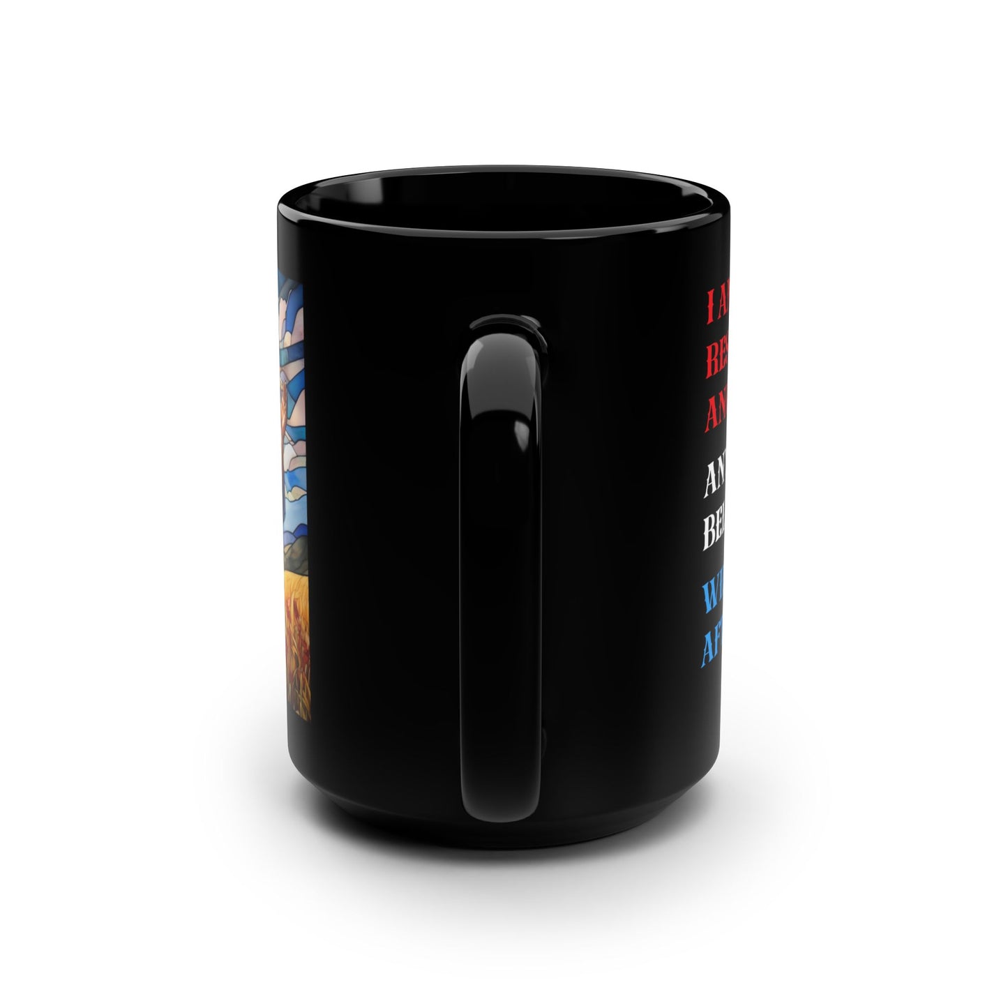 JESUS COFFEE MUG - John 6:35, Jesus Said I AM Stained-Glass Collection, 15 oz, black