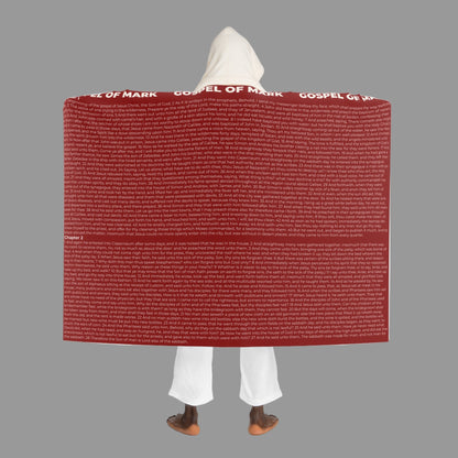 Gospel of Mark Hooded Sherpa Blanket – Ruby Red