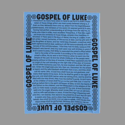 Gospel of Luke Sky Blue Velveteen Plush Blanket with Scriptures Print