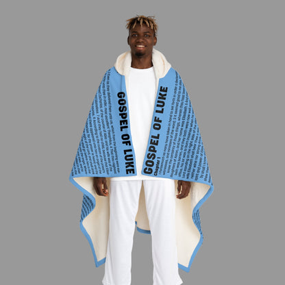 Gospel of Luke Hooded Sherpa Blanket – Sky Blue