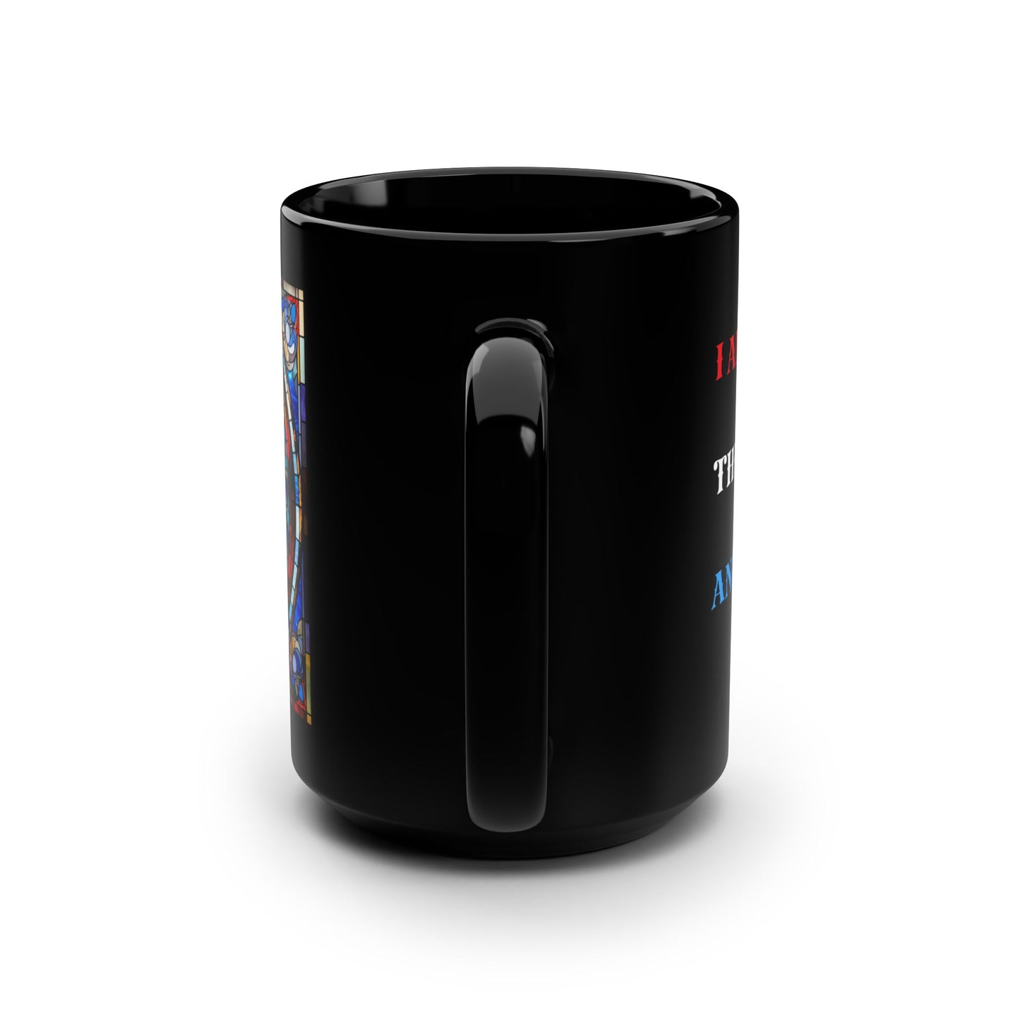 JESUS COFFEE MUG - John 14:6, Jesus Said I AM Stained-Glass Collection, 15 oz, black