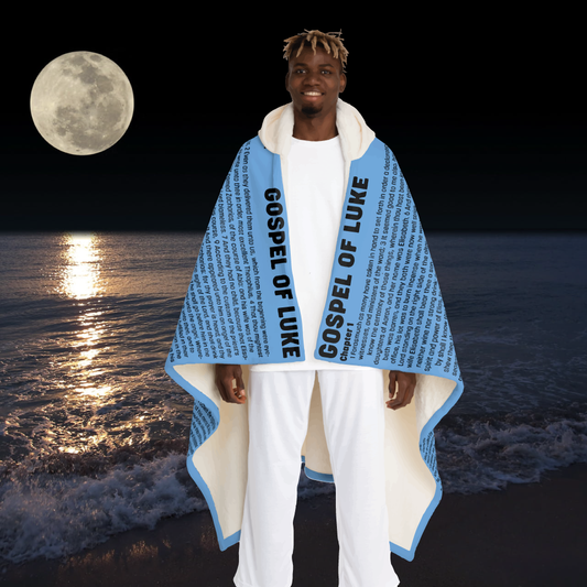 Hooded Blanket, Sky Blue, Gospel of Luke.