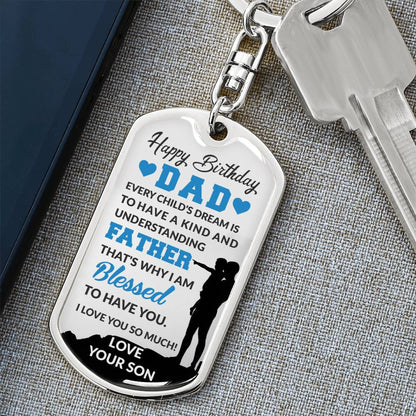 Stunning Graphic Dog Tag Keychain with YOUR PERSONAL ENGRAVING for DAD