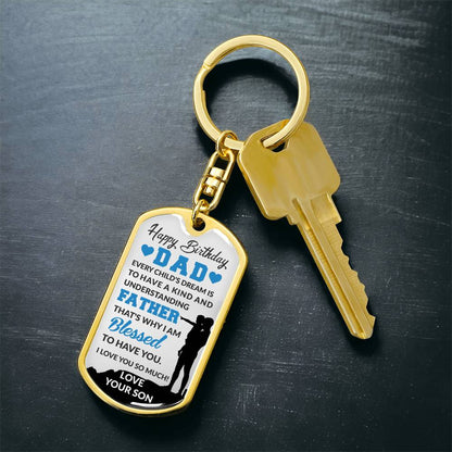 Stunning Graphic Dog Tag Keychain with YOUR PERSONAL ENGRAVING for DAD