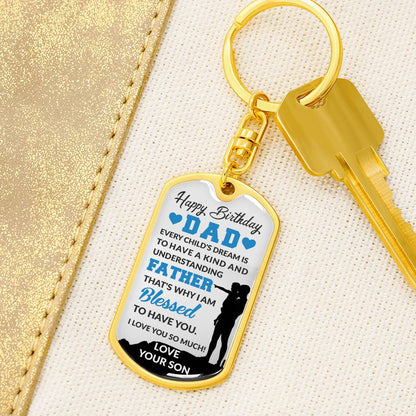 Stunning Graphic Dog Tag Keychain with YOUR PERSONAL ENGRAVING for DAD