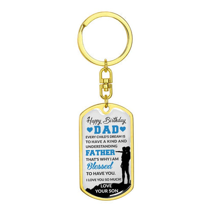 Stunning Graphic Dog Tag Keychain with YOUR PERSONAL ENGRAVING for DAD