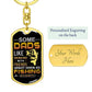Stunning Graphic Dog Tag Keychain with YOUR PERSONAL ENGRAVING for DAD