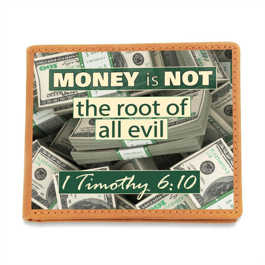 Excellent Graphic Leather Wallet 1 TIMOTHY 6:10 from "WEALTH TRANSFER" Collection