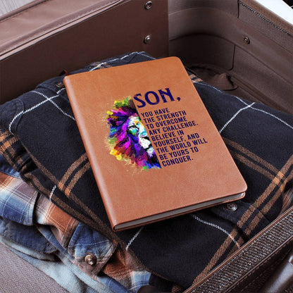 Impressive Graphic Leather Journal with message FOR YOUR SON