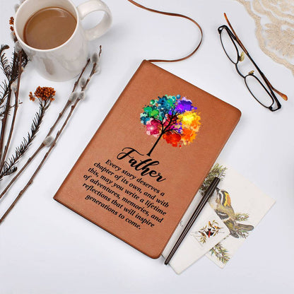 Impressive Graphic Leather Journal with message FOR FATHER