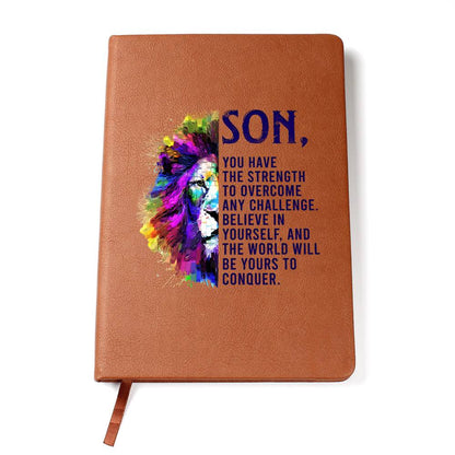 Impressive Graphic Leather Journal with message FOR YOUR SON
