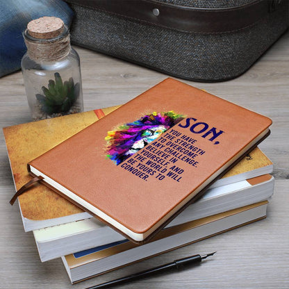Impressive Graphic Leather Journal with message FOR YOUR SON