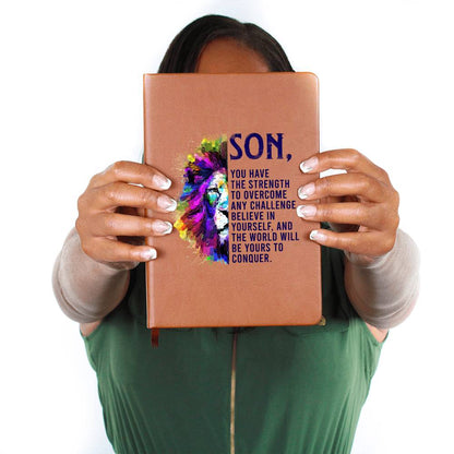 Impressive Graphic Leather Journal with message FOR YOUR SON