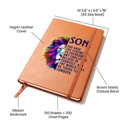 Impressive Graphic Leather Journal with message FOR YOUR SON