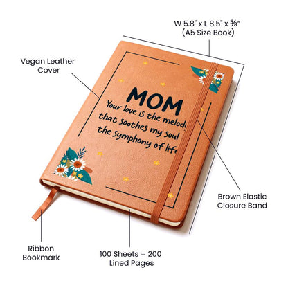 Impressive Graphic Leather Journal with message FOR MOM