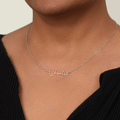 CREATE YOUR OWN Adjustable Horizontal Unique Significant Meaningful NAME Necklace SIGNATURE STYLE