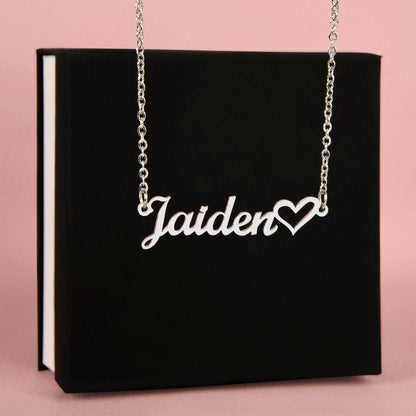 CREATE YOUR OWN Adjustable Horizontal Unique Significant Meaningful NAME Necklace with HEART